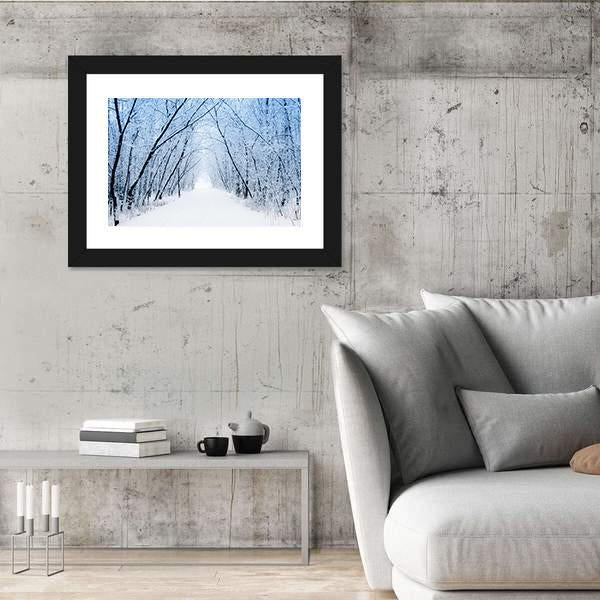 Pathway In Winter Canvas Wall Art-3 Horizontal-Gallery Wrap-25" x 16"-Tiaracle