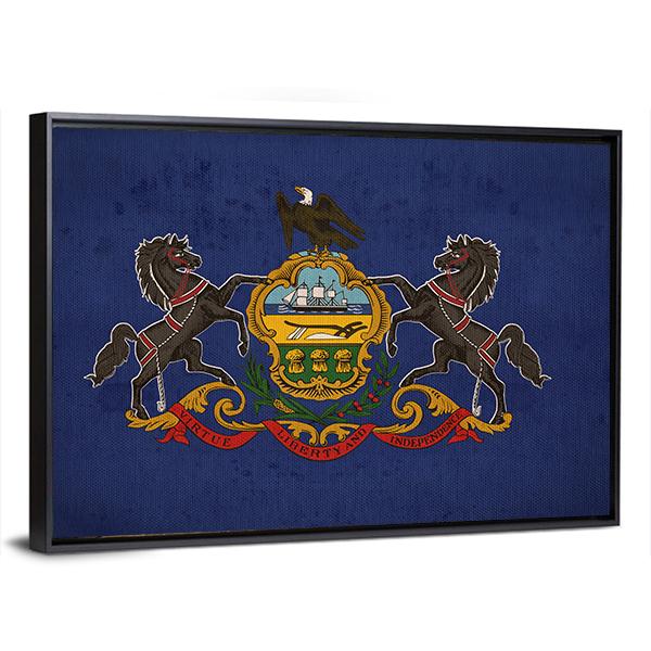 Pennsylvania State Flag Canvas Wall Art-3 Horizontal-Gallery Wrap-25" x 16"-Tiaracle
