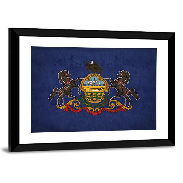 Pennsylvania State Flag Canvas Wall Art-3 Horizontal-Gallery Wrap-25" x 16"-Tiaracle