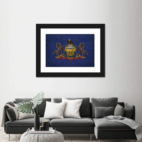 Pennsylvania State Flag Canvas Wall Art-3 Horizontal-Gallery Wrap-25" x 16"-Tiaracle