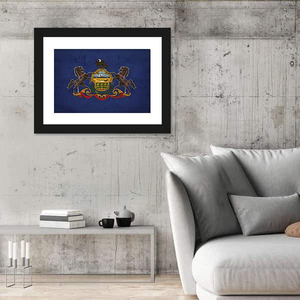 Pennsylvania State Flag Canvas Wall Art-3 Horizontal-Gallery Wrap-25" x 16"-Tiaracle