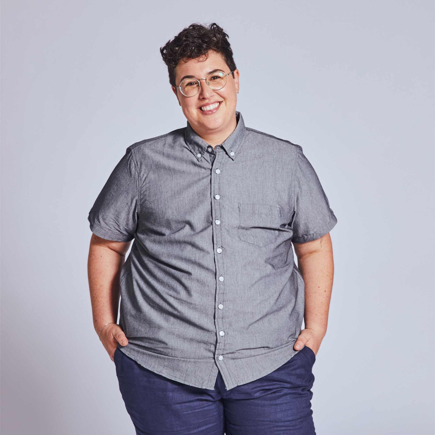 Pepper Gray Chambray Short-Sleeve Shirt