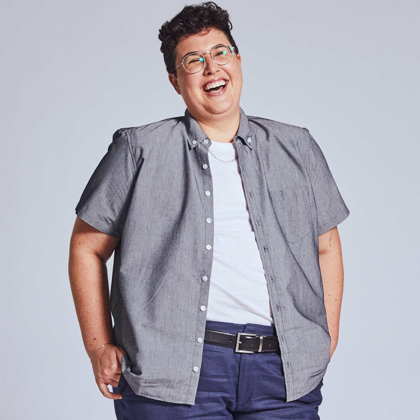Pepper Gray Chambray Short-Sleeve Shirt