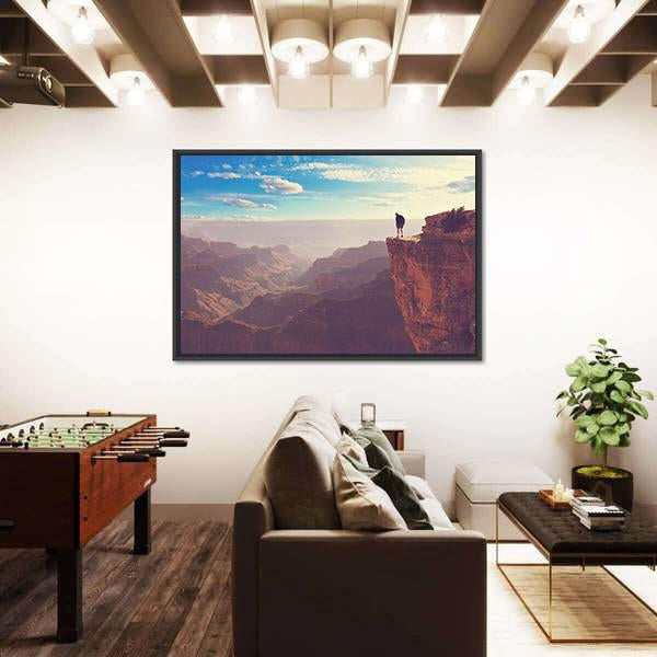 Person Standing At Grand Canyon Canvas Wall Art-3 Horizontal-Gallery Wrap-25" x 16"-Tiaracle