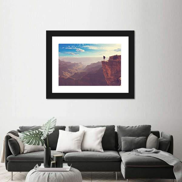 Person Standing At Grand Canyon Canvas Wall Art-3 Horizontal-Gallery Wrap-25" x 16"-Tiaracle