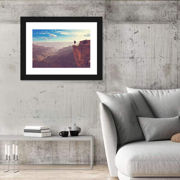 Person Standing At Grand Canyon Canvas Wall Art-3 Horizontal-Gallery Wrap-25" x 16"-Tiaracle