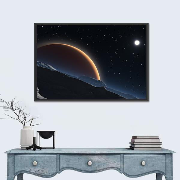 Phobos With The Red Planet Mars Canvas Wall Art-1 Piece-Floating Frame-24" x 16"-Tiaracle