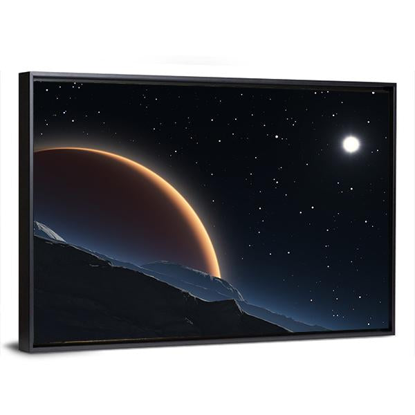 Phobos With The Red Planet Mars Canvas Wall Art-3 Horizontal-Gallery Wrap-25" x 16"-Tiaracle