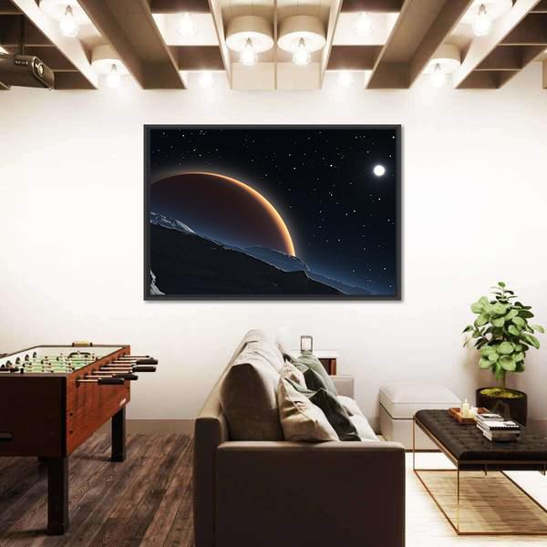 Phobos With The Red Planet Mars Canvas Wall Art-3 Horizontal-Gallery Wrap-25" x 16"-Tiaracle