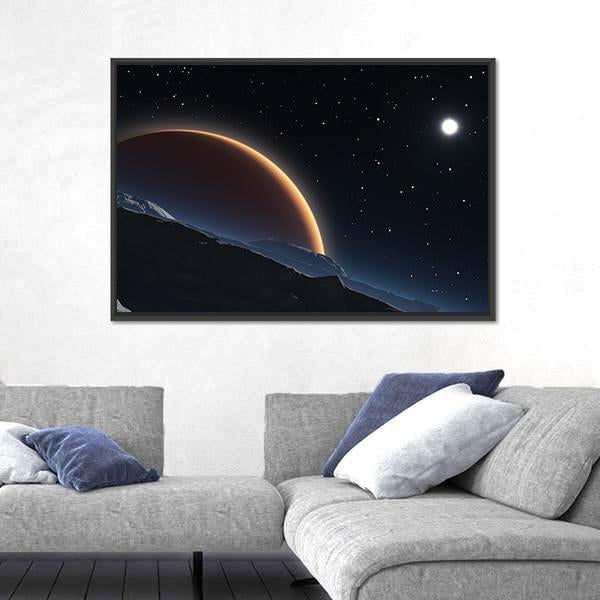 Phobos With The Red Planet Mars Canvas Wall Art-3 Horizontal-Gallery Wrap-25" x 16"-Tiaracle