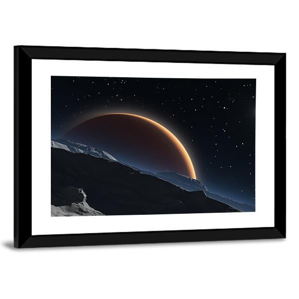 Phobos With The Red Planet Mars Canvas Wall Art-3 Horizontal-Gallery Wrap-25" x 16"-Tiaracle