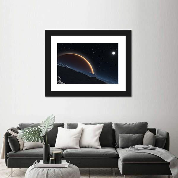 Phobos With The Red Planet Mars Canvas Wall Art-3 Horizontal-Gallery Wrap-25" x 16"-Tiaracle