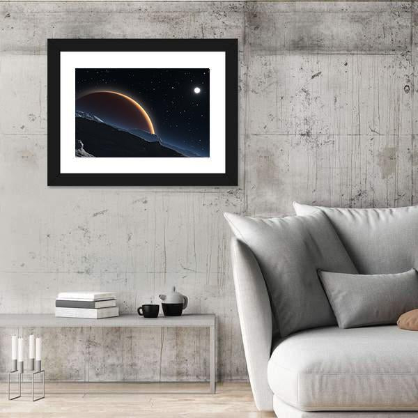 Phobos With The Red Planet Mars Canvas Wall Art-3 Horizontal-Gallery Wrap-25" x 16"-Tiaracle