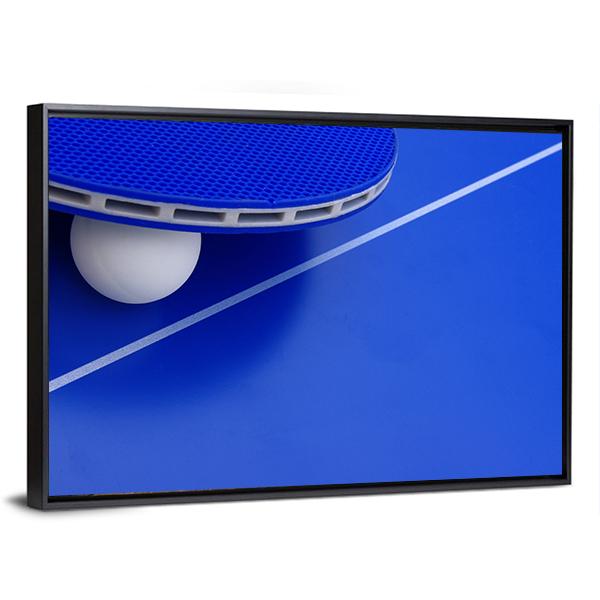 Pingpong Ball With A Racket On A Table Canvas Wall Art-3 Horizontal-Gallery Wrap-25" x 16"-Tiaracle