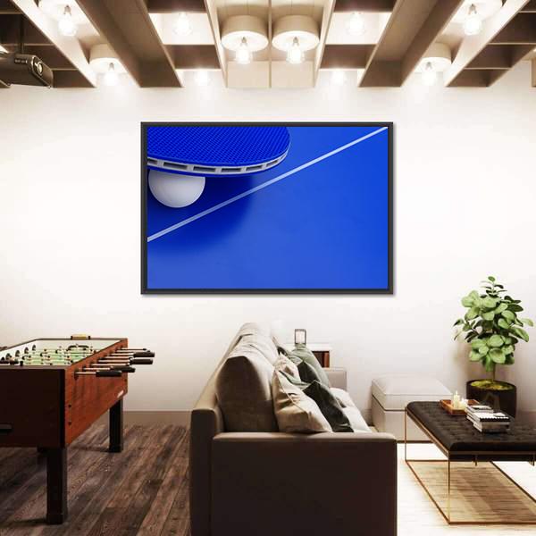 Pingpong Ball With A Racket On A Table Canvas Wall Art-3 Horizontal-Gallery Wrap-25" x 16"-Tiaracle