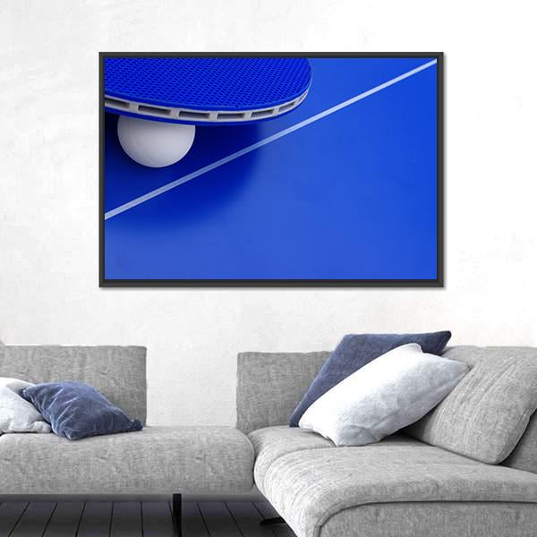 Pingpong Ball With A Racket On A Table Canvas Wall Art-3 Horizontal-Gallery Wrap-25" x 16"-Tiaracle