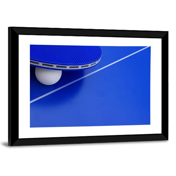 Pingpong Ball With A Racket On A Table Canvas Wall Art-3 Horizontal-Gallery Wrap-25" x 16"-Tiaracle