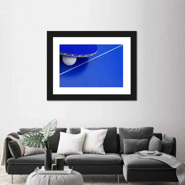 Pingpong Ball With A Racket On A Table Canvas Wall Art-3 Horizontal-Gallery Wrap-25" x 16"-Tiaracle