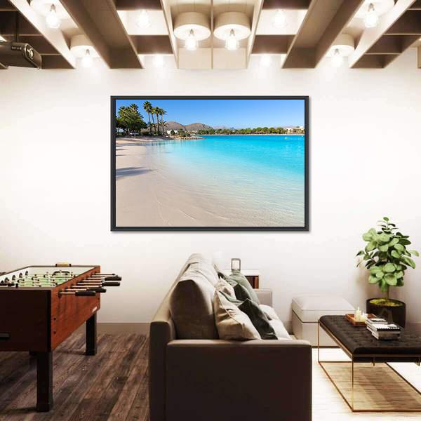 Platja De Alcudia Beach Canvas Wall Art-3 Horizontal-Gallery Wrap-25" x 16"-Tiaracle