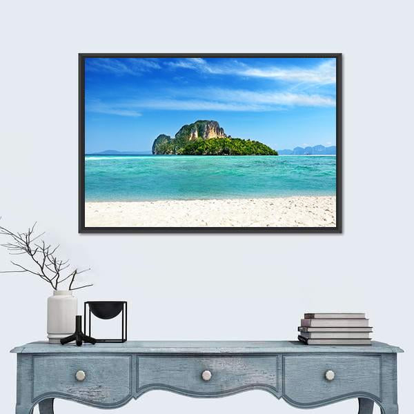 Poda Island In Thailand Canvas Wall Art-1 Piece-Floating Frame-24" x 16"-Tiaracle