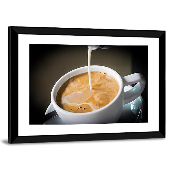 Pouring Cream Into A Cup Of Coffee Canvas Wall Art-3 Horizontal-Gallery Wrap-25" x 16"-Tiaracle