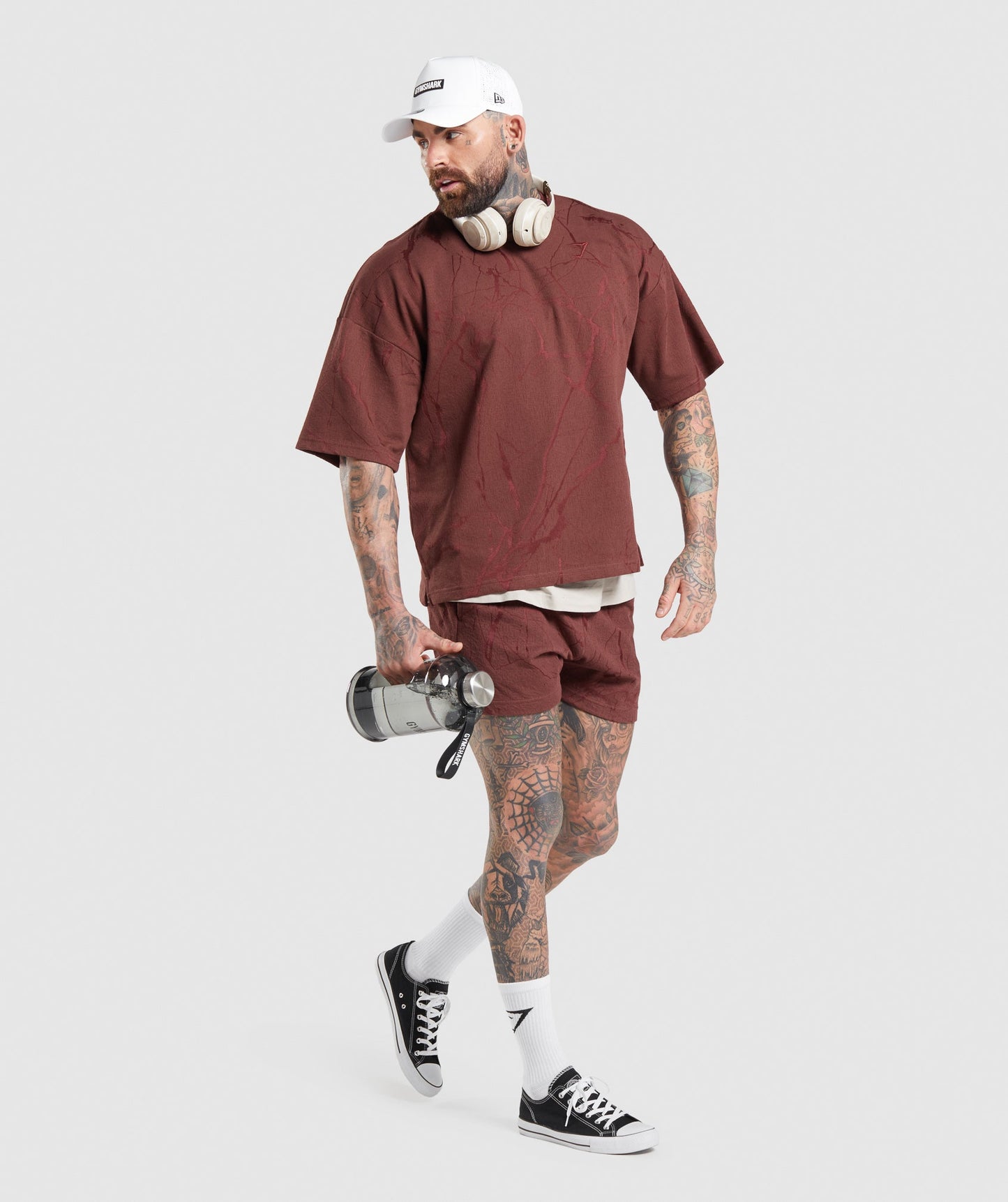 Gymshark Power 5" Short - Cherry Brown Print