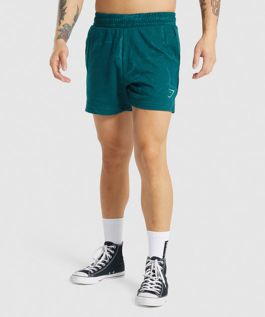 Gymshark Power 5 "Shorts - blaugrüne Druck