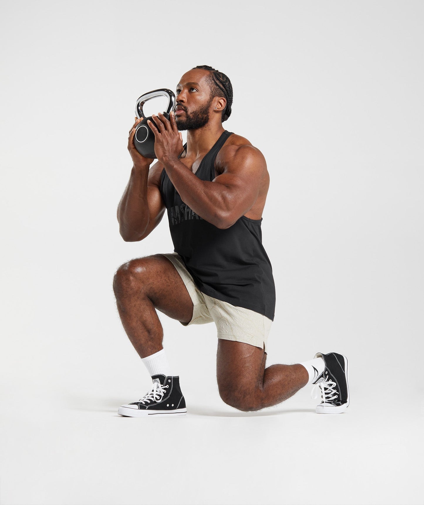 Gymshark Power 5" Short - Pebble Grey Print