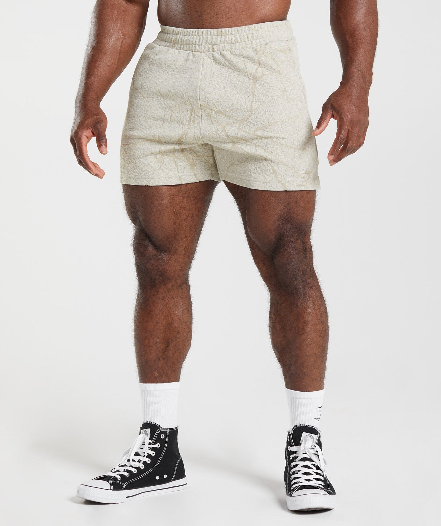 Gymshark Power 5" Short - Pebble Grey Print