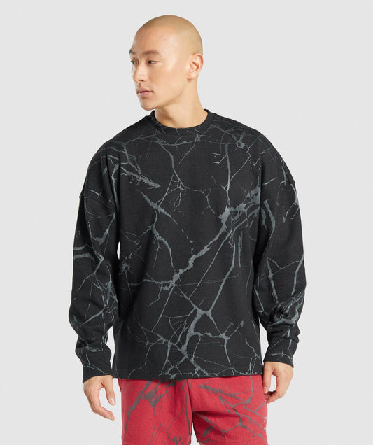 Gymshark Power Crew Sweatshirt - Black Print