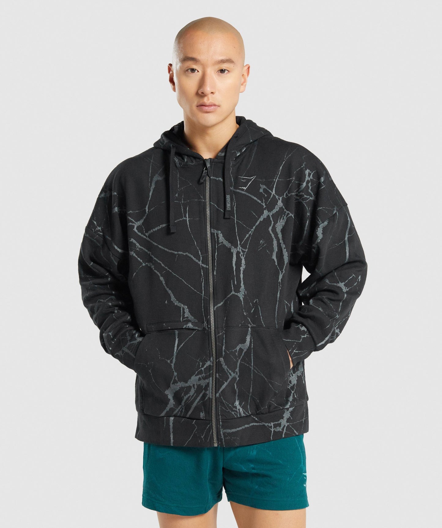 Gymshark Power Zip Up Hoodie - Black Print