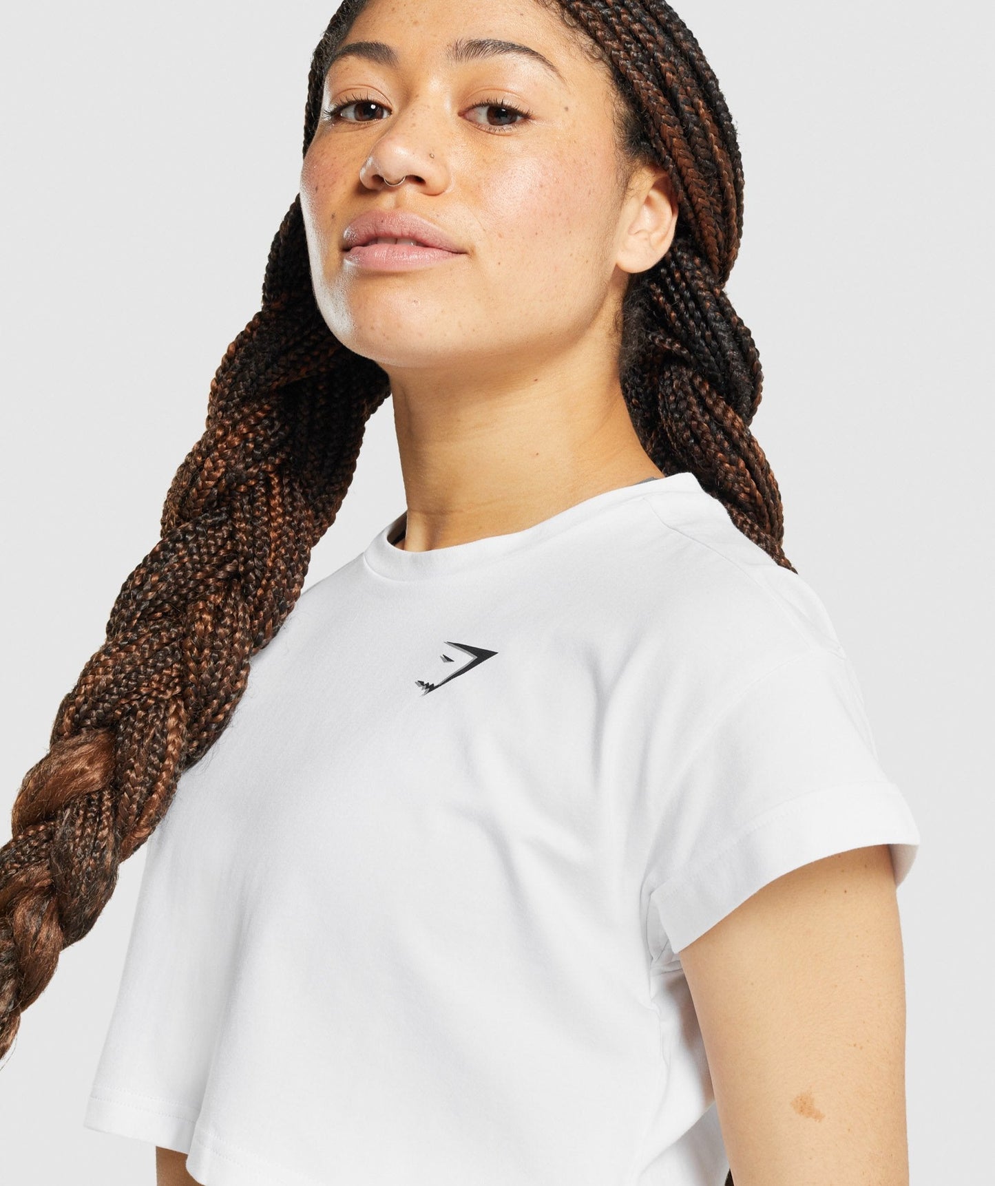 Gymshark Pre-Workout Graphic Crop Tee - White