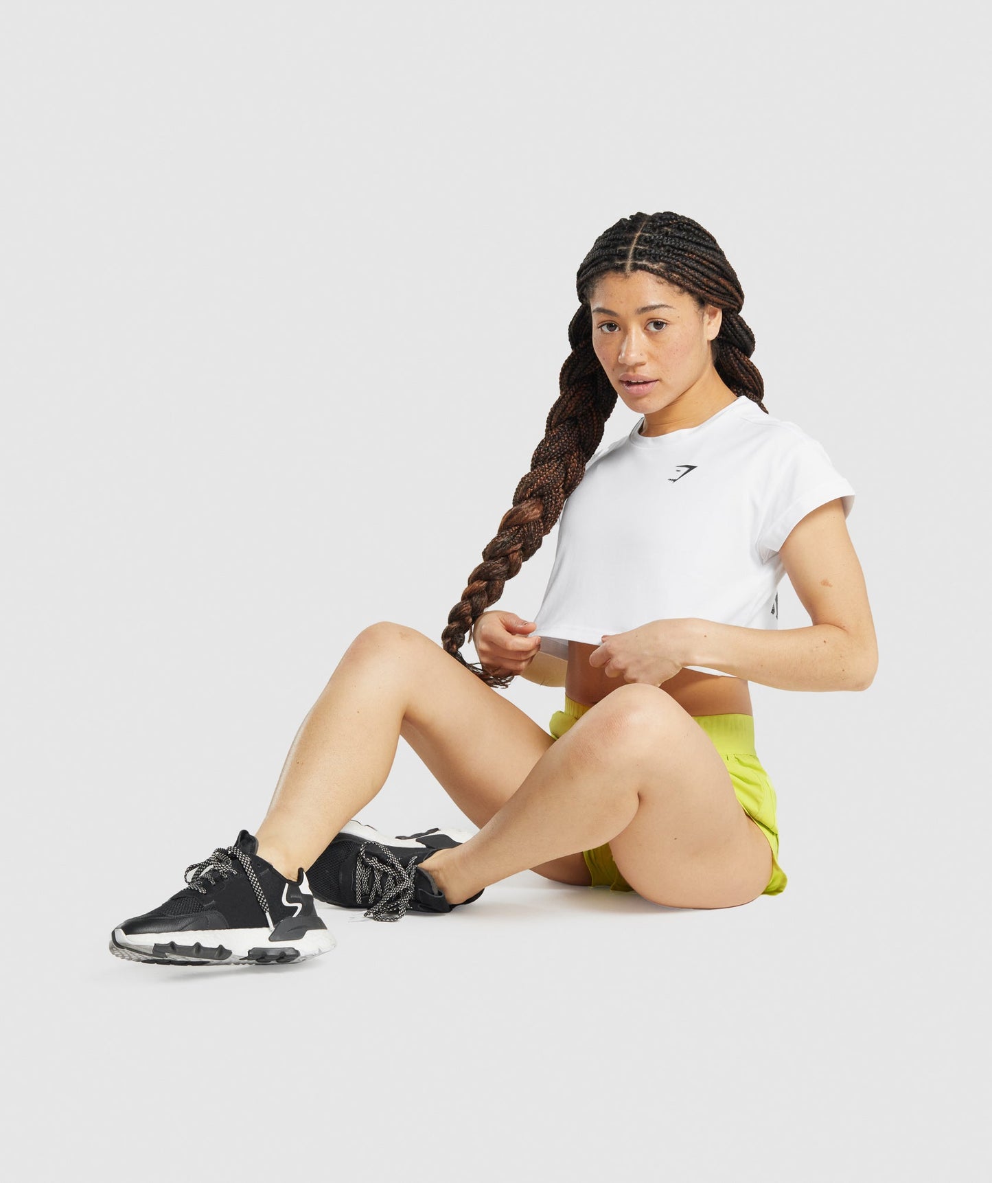 Gymshark Pre-Workout Graphic Crop Tee - White