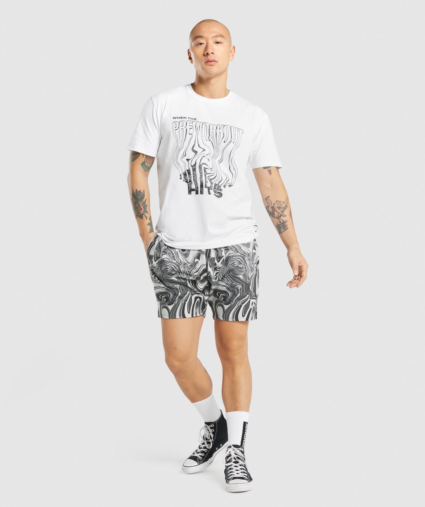 Gymshark Pre-Workout T-Shirt-Weiß