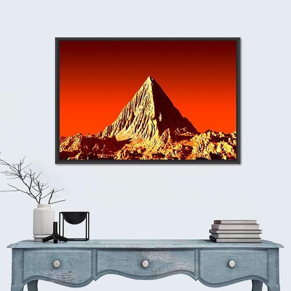 Pyramid On Mars Canvas Wall Art-1 Piece-Floating Frame-24" x 16"-Tiaracle