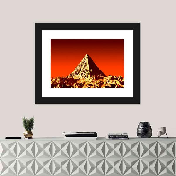 Pyramid On Mars Canvas Wall Art-1 Piece-Framed Print-20" x 16"-Tiaracle