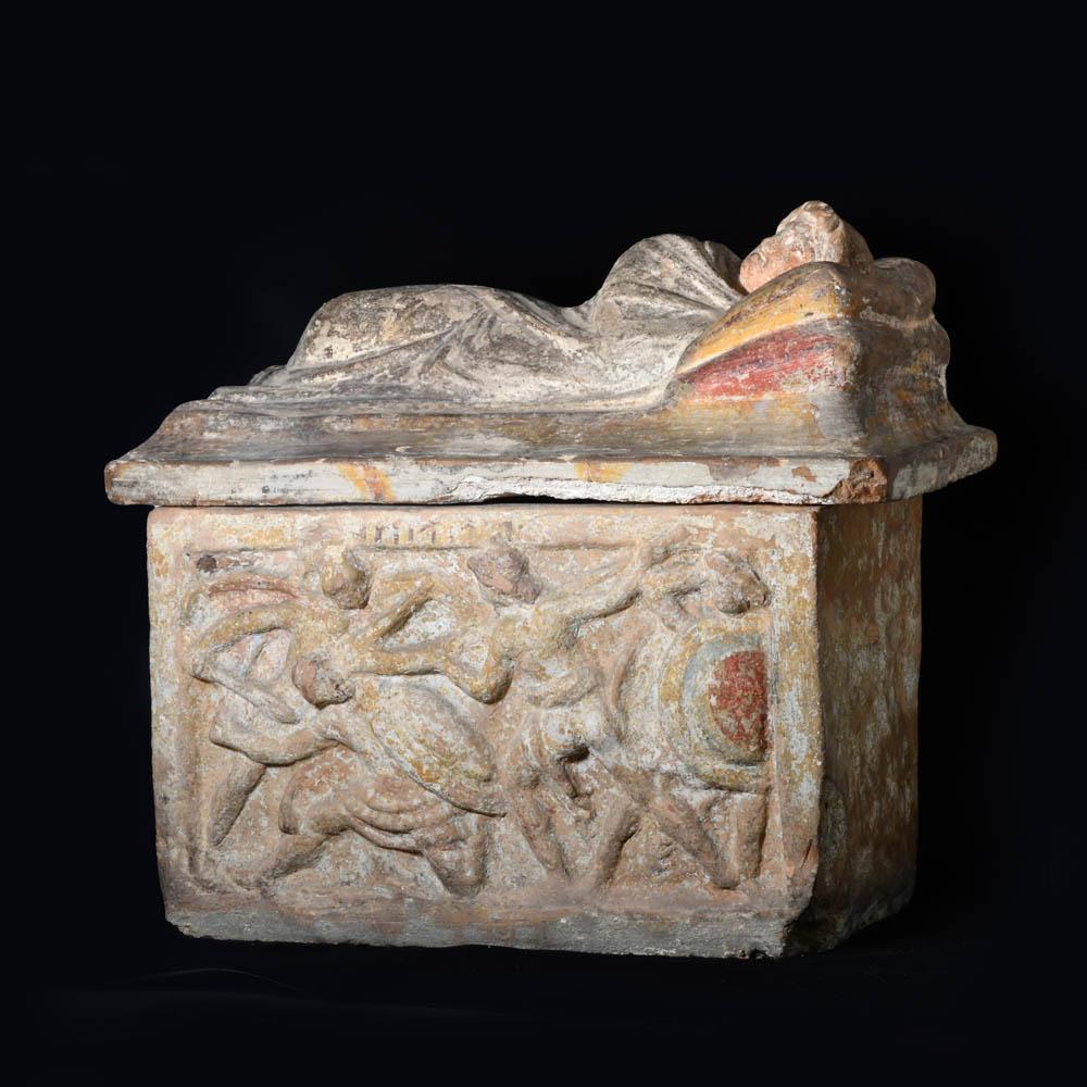 An Etruscan Terracotta Cremation Urn, Hellenistic Period, ca. 2nd century BCE