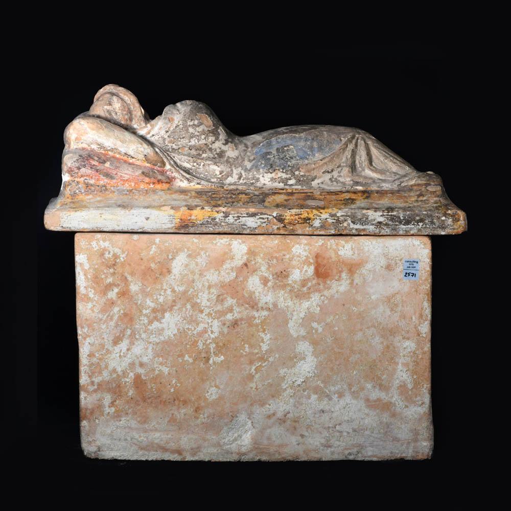An Etruscan Terracotta Cremation Urn, Hellenistic Period, ca. 2nd century BCE