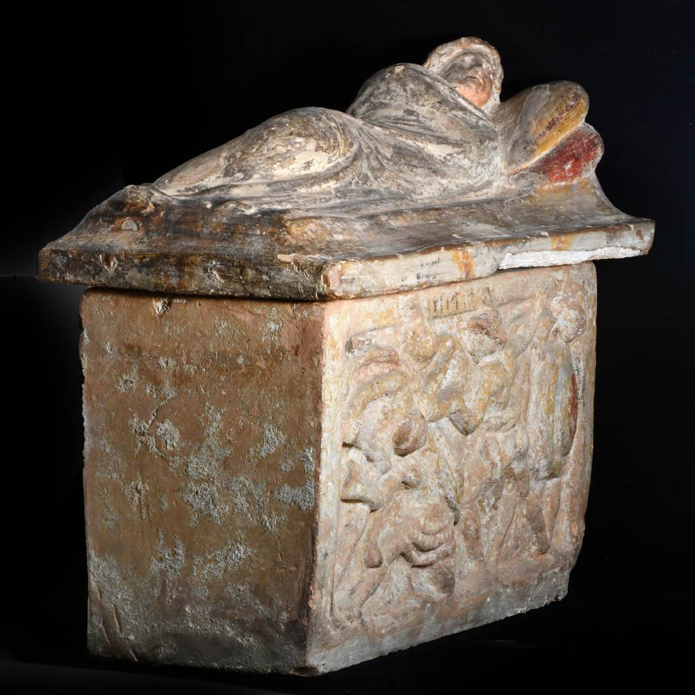 An Etruscan Terracotta Cremation Urn, Hellenistic Period, ca. 2nd century BCE