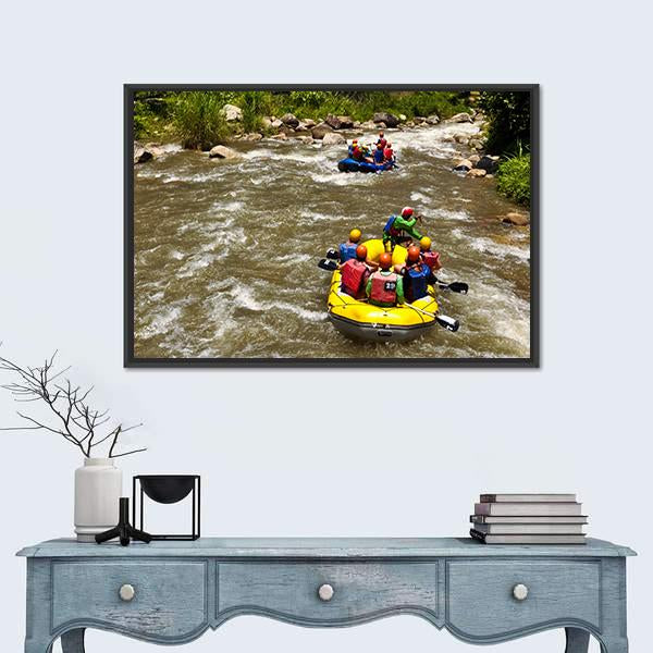 Rafting Race Canvas Wall Art-1 Piece-Floating Frame-24" x 16"-Tiaracle