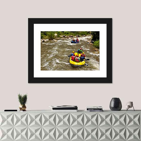 Rafting Race Canvas Wall Art-1 Piece-Framed Print-20" x 16"-Tiaracle