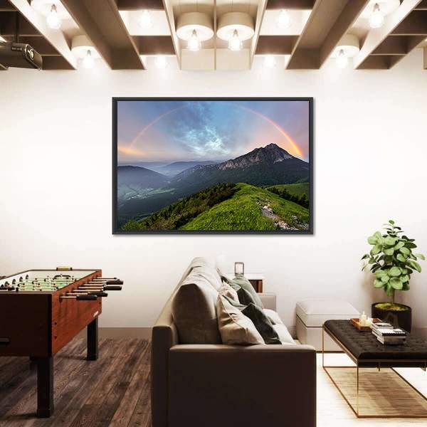 Rainbow Over Mountain Peak Canvas Wall Art-3 Horizontal-Gallery Wrap-25" x 16"-Tiaracle