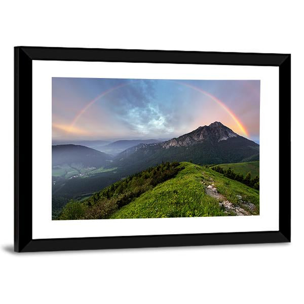 Rainbow Over Mountain Peak Canvas Wall Art-3 Horizontal-Gallery Wrap-25" x 16"-Tiaracle