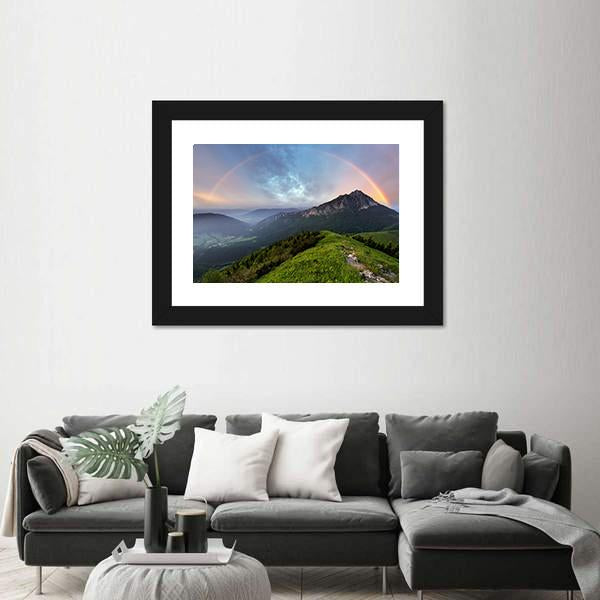 Rainbow Over Mountain Peak Canvas Wall Art-3 Horizontal-Gallery Wrap-25" x 16"-Tiaracle