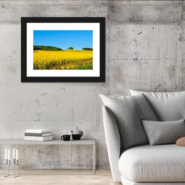 Rapeseed Field with Forest Canvas Wall Art-3 Horizontal-Gallery Wrap-25" x 16"-Tiaracle