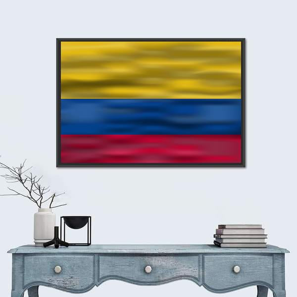 Realistic Flag Of Colombia Canvas Wall Art-1 Piece-Floating Frame-24" x 16"-Tiaracle
