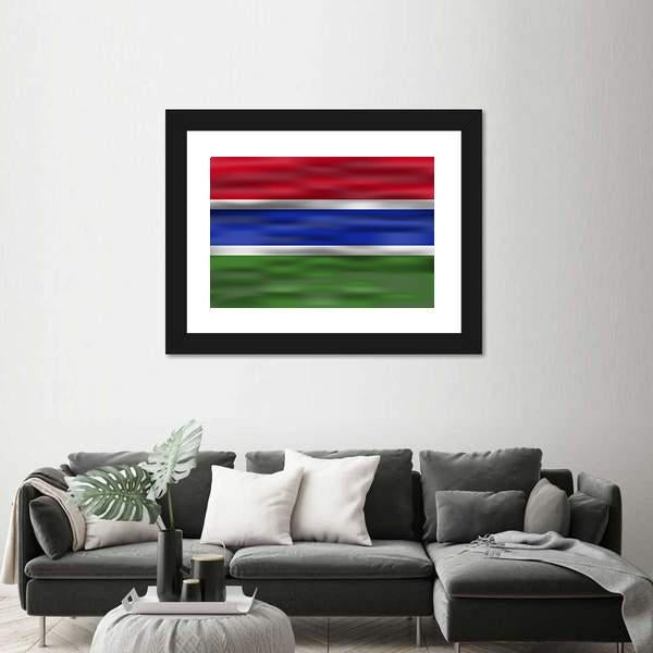 Realistic Flag Of Gambia Canvas Wall Art-3 Horizontal-Gallery Wrap-25" x 16"-Tiaracle