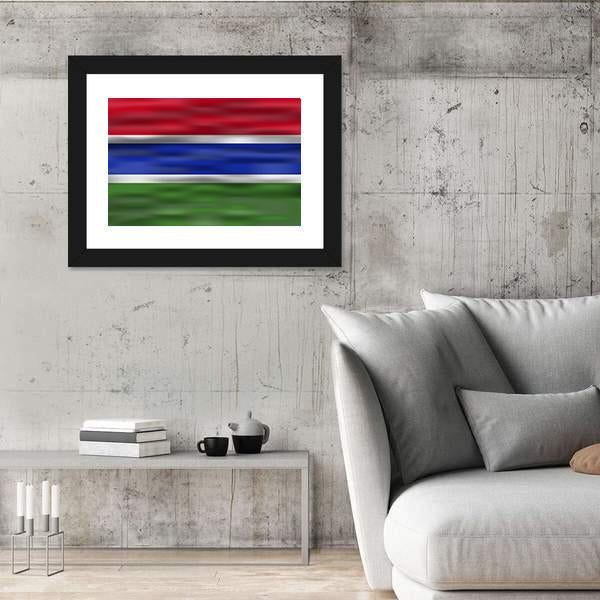 Realistic Flag Of Gambia Canvas Wall Art-3 Horizontal-Gallery Wrap-25" x 16"-Tiaracle