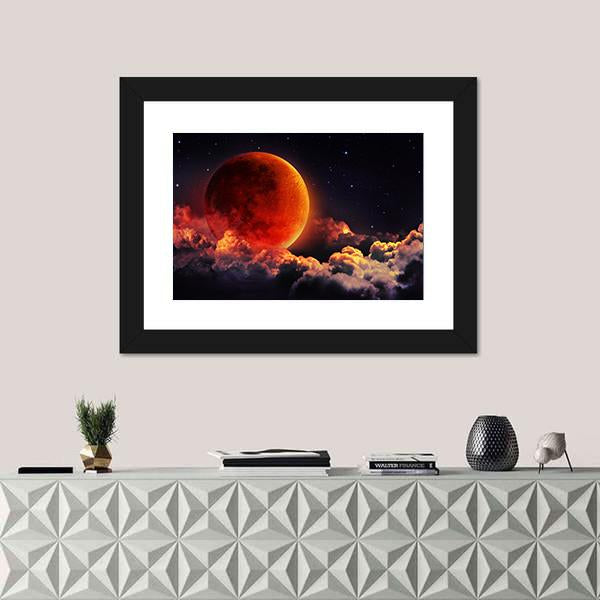 Red Planet With Clouds Canvas Wall Art-1 Piece-Framed Print-20" x 16"-Tiaracle