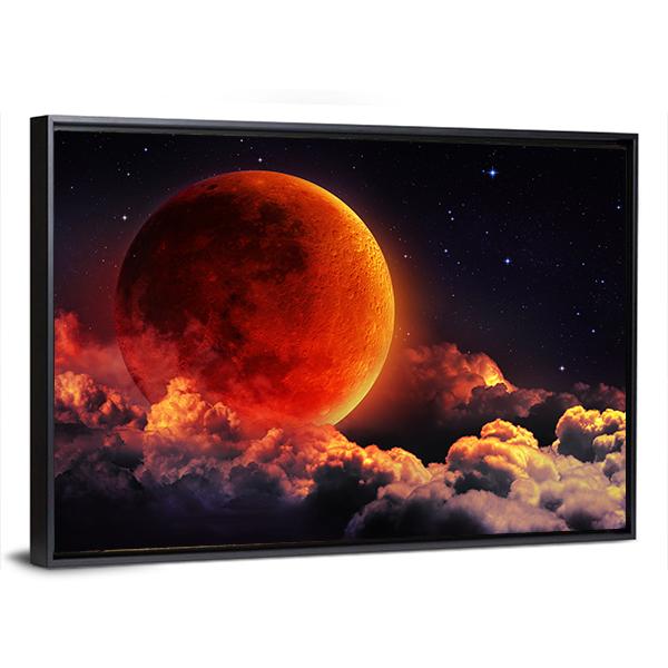 Red Planet With Clouds Canvas Wall Art-3 Horizontal-Gallery Wrap-25" x 16"-Tiaracle